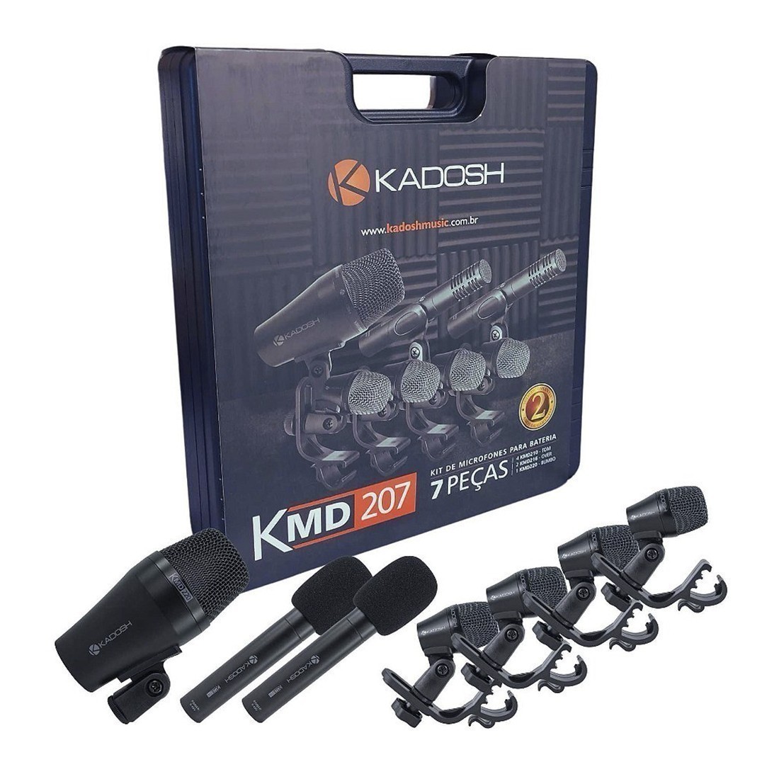 Kit 7 Microfones para Bateria Kadosh KMD207
